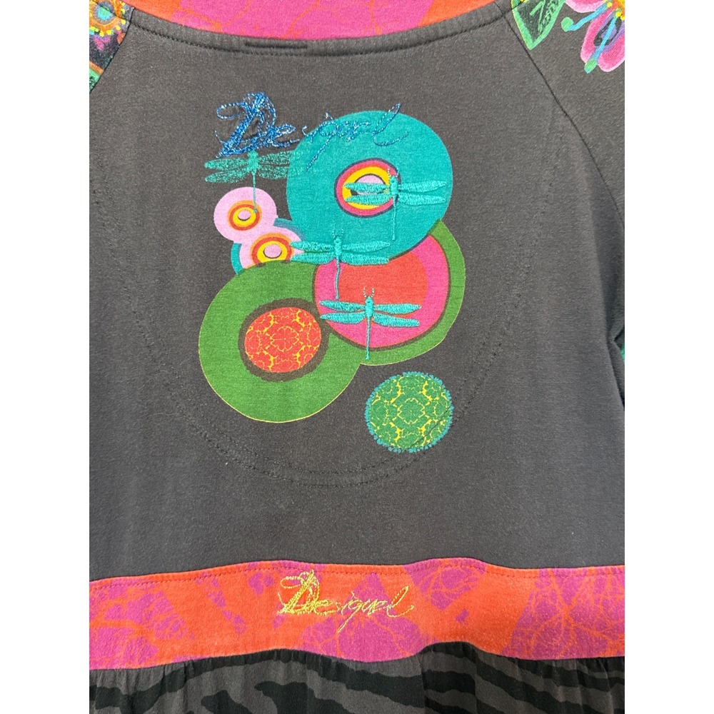 Vintage Y2K Desigual Multicolored Floral Geisha Graphic Bubble Dress Sz Medium - Picture 5 of 7
